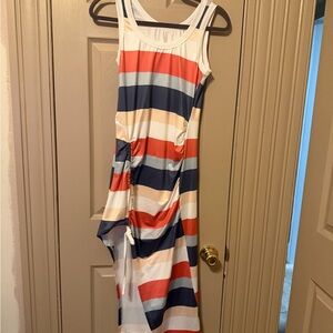 SHEIN Multicolor Striped Dress with Side Drape